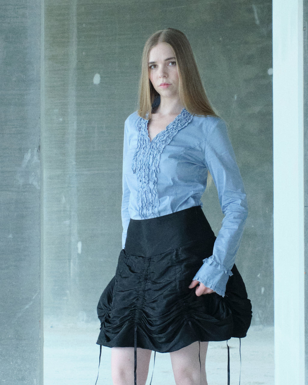 Rushed Nylon Skirt