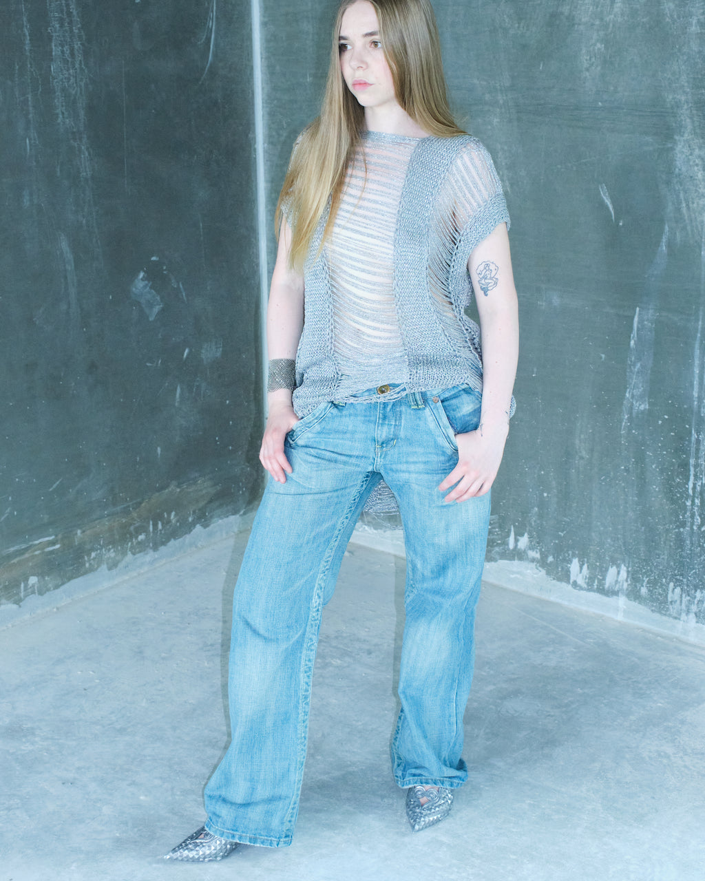 Silver Knitted Top
