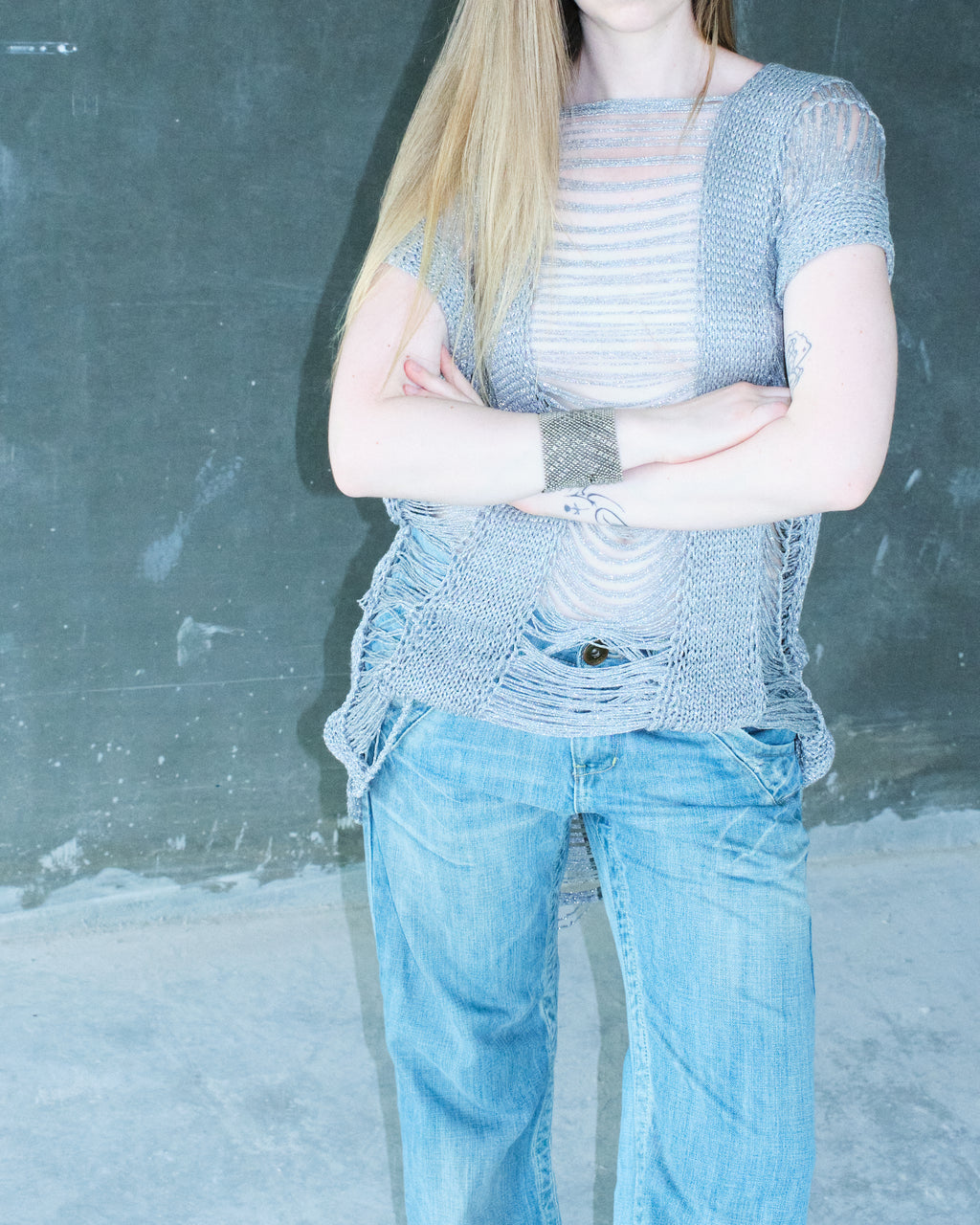 Silver Knitted Top