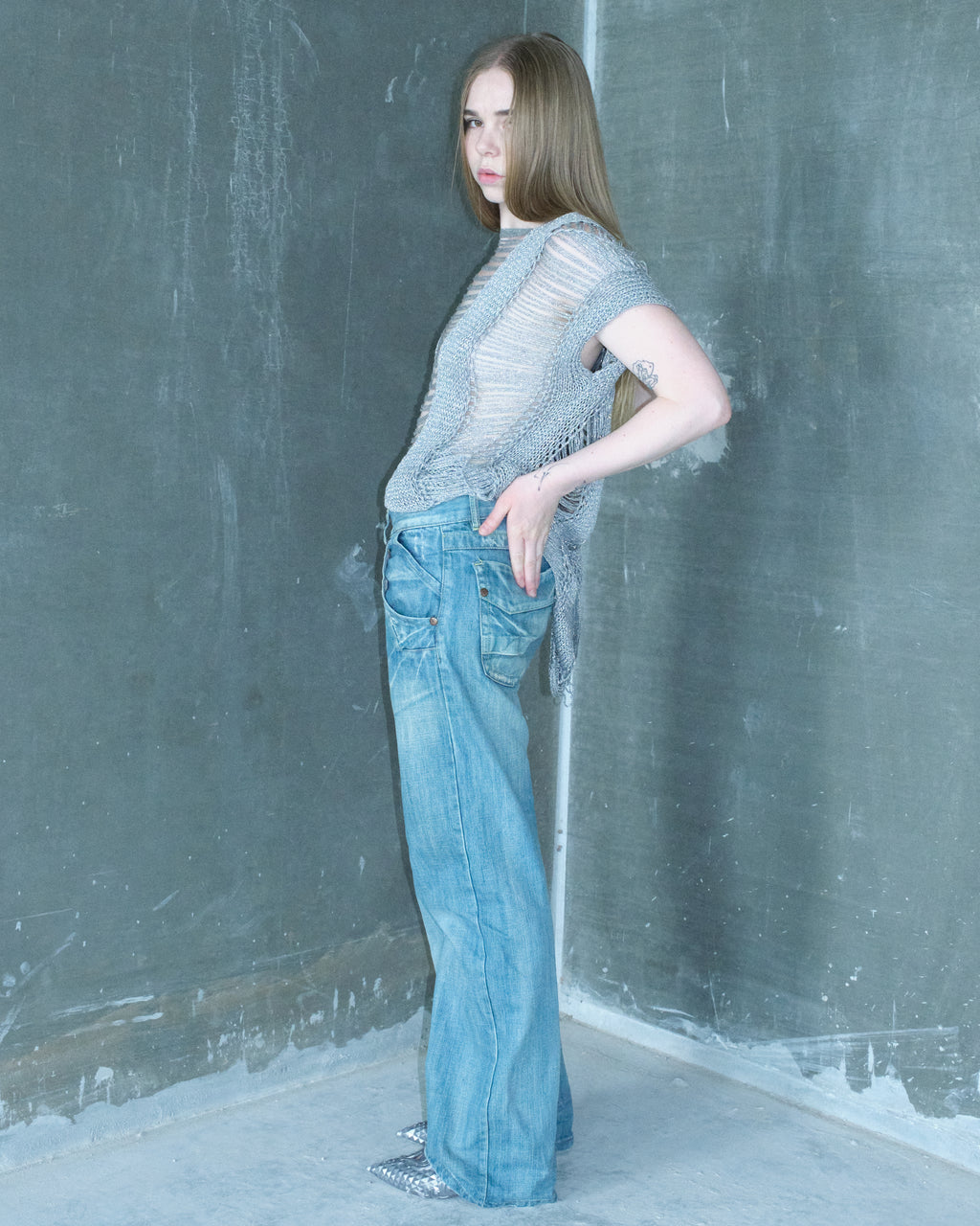 Silver Knitted Top