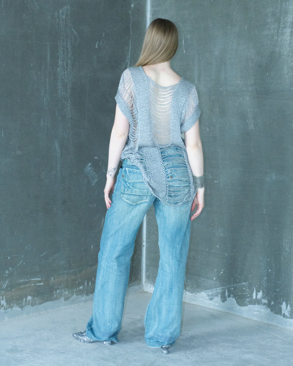 Silver Knitted Top